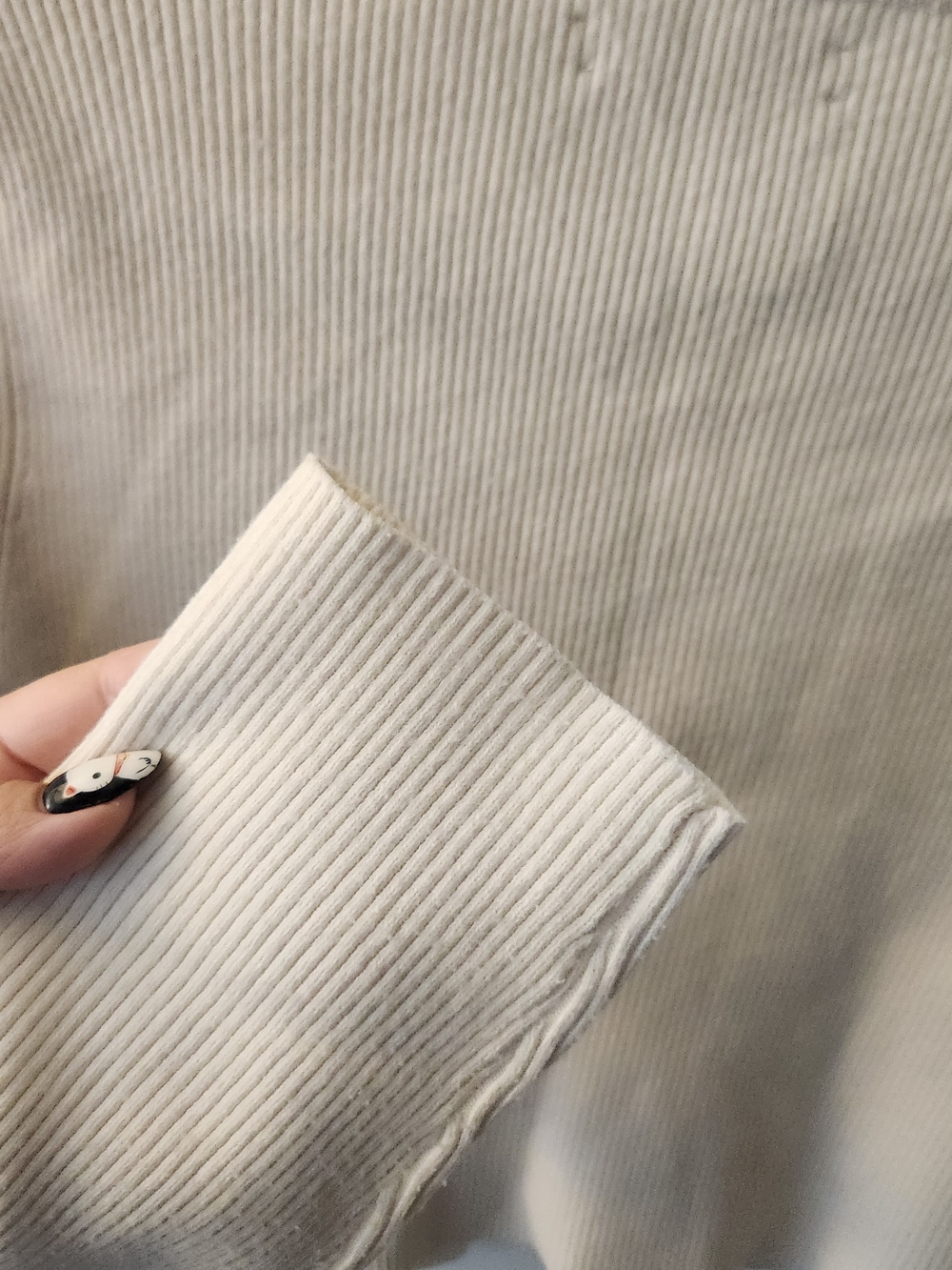 OAK + FORT Cream Ribbed Scoop-Neck Button Crop Top - Picture 6 of 6